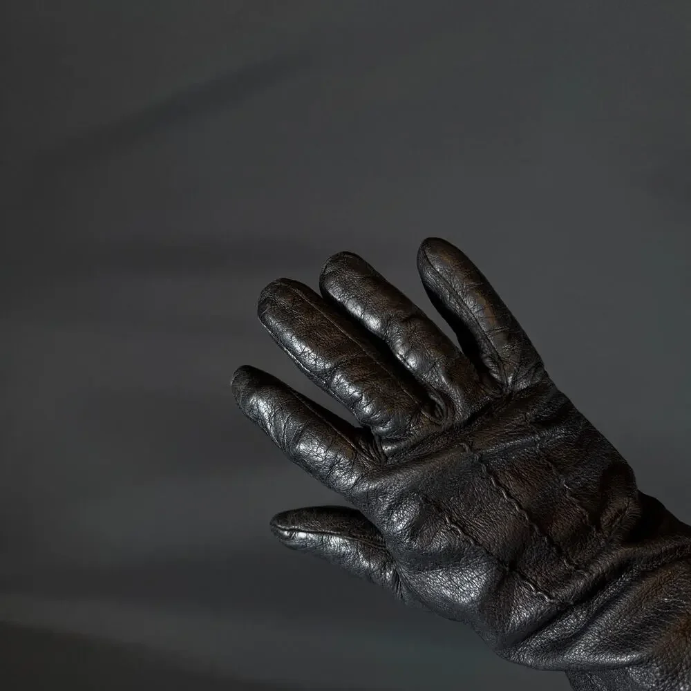 Wilsons Suede & Leather Black Gloves Size M Genuine Leather vintage
